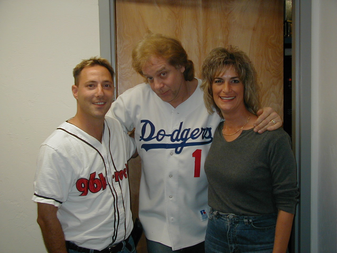 Ronnie K with Eddie Money and a coworker at 96 K-Rock in 2000